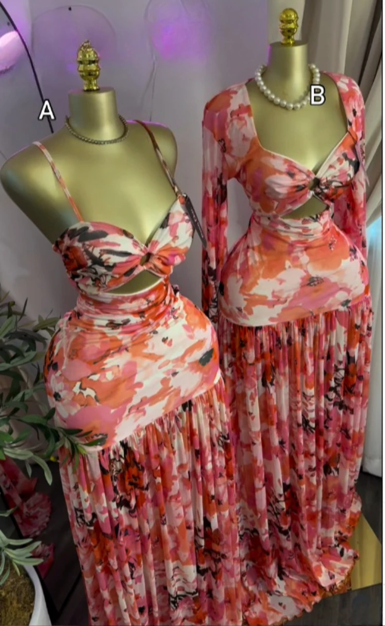 CM.YAYA Women Sleeveless Floral Printed V-neck Strap Ruffles Maxi Bodycon Dress 2026 Street Beach Even Birthday Party Dresses