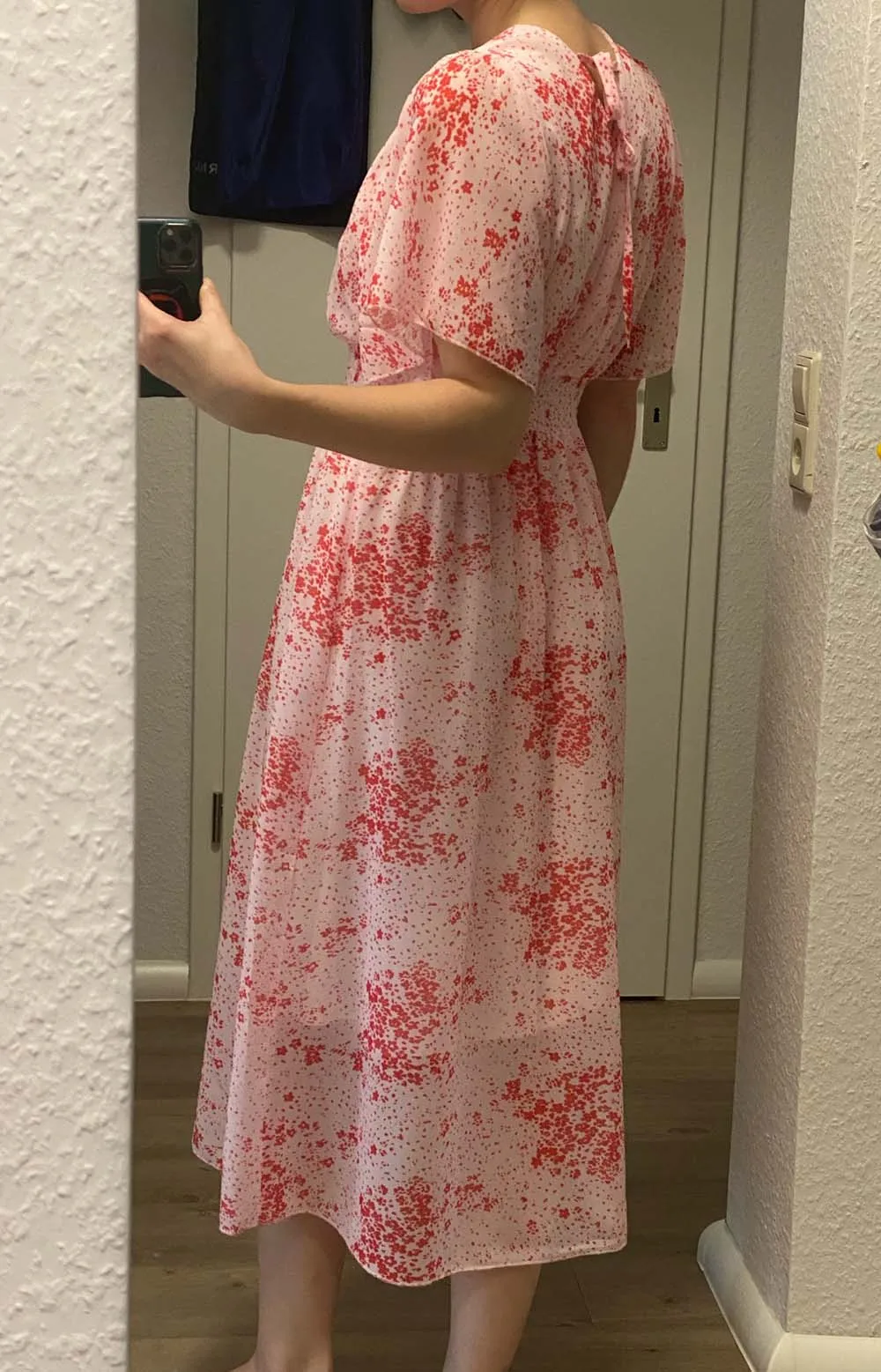 2026 Summer Women Ruffled Short-sleeved Chiffon Dress V-neck High Waist Floral Print Beach Midi Dresses Backless Sexy Vestidos