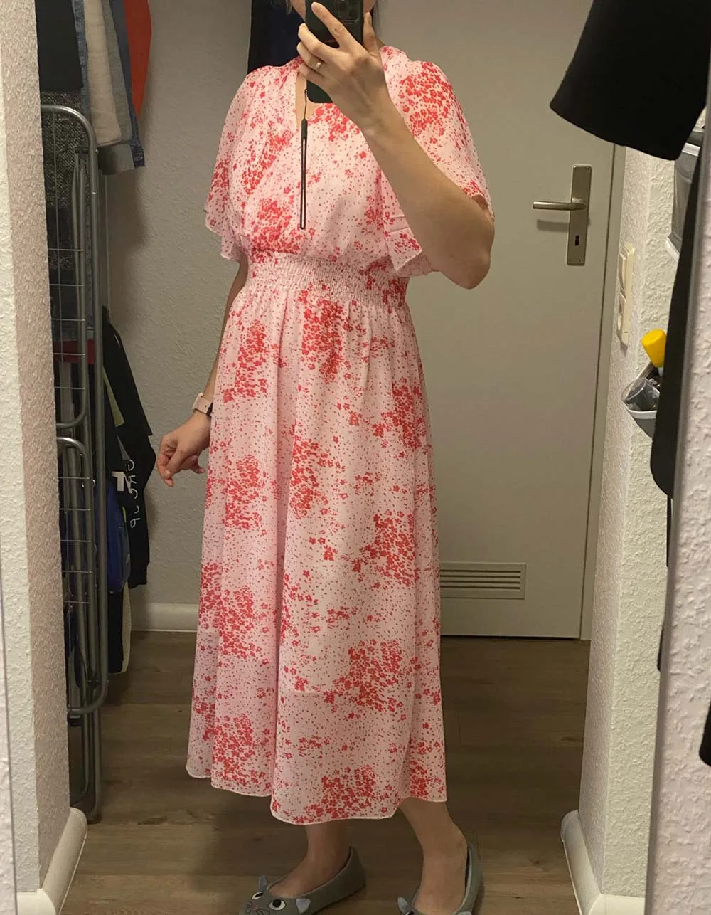 2026 Summer Women Ruffled Short-sleeved Chiffon Dress V-neck High Waist Floral Print Beach Midi Dresses Backless Sexy Vestidos