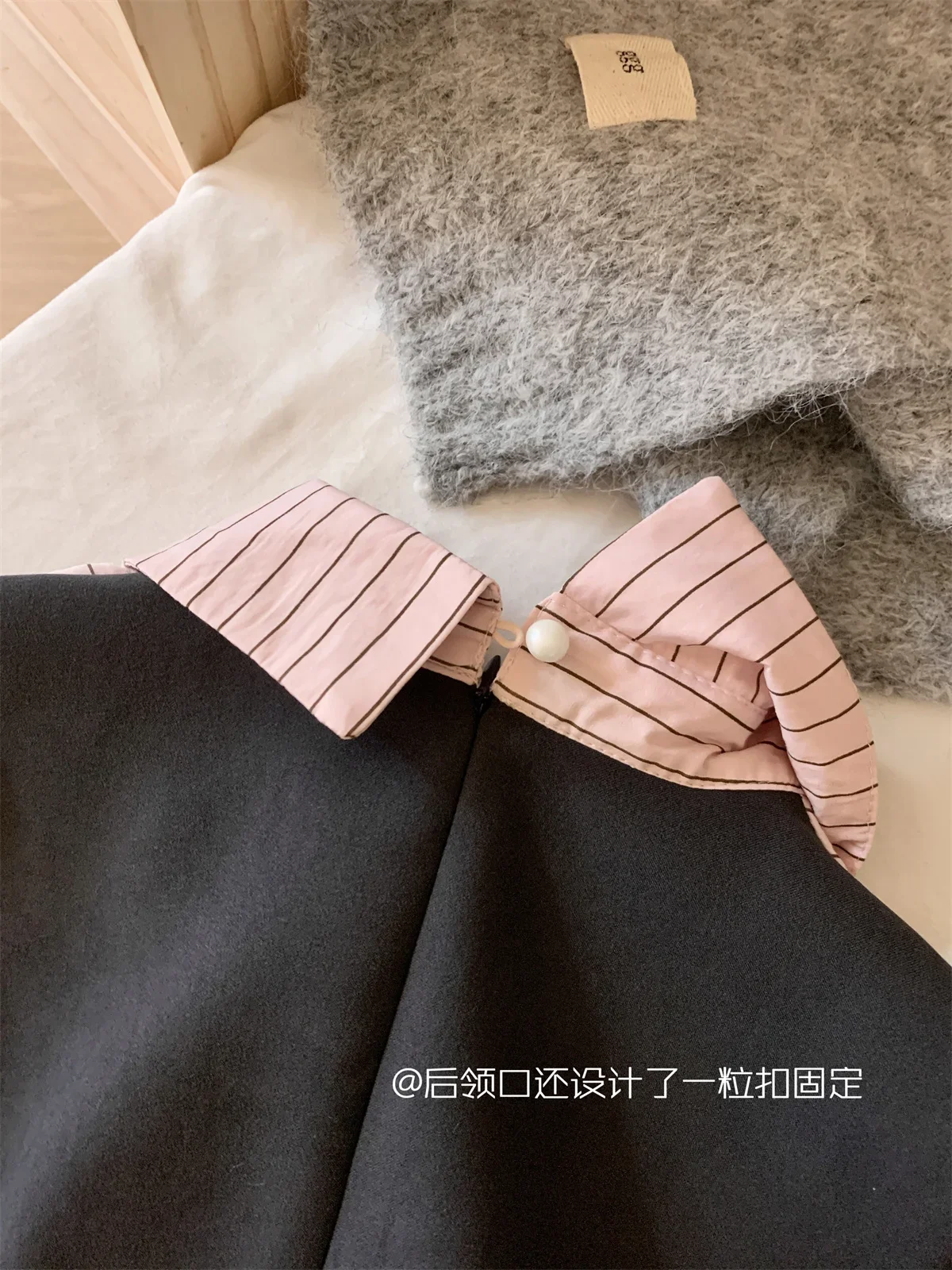 Women Korean College Preppy Mini Fake Two Pieces Shirt Dress Korean Chic Girl Bow Frock Long Sleeve One-Piece 2000s Sweet Y2k