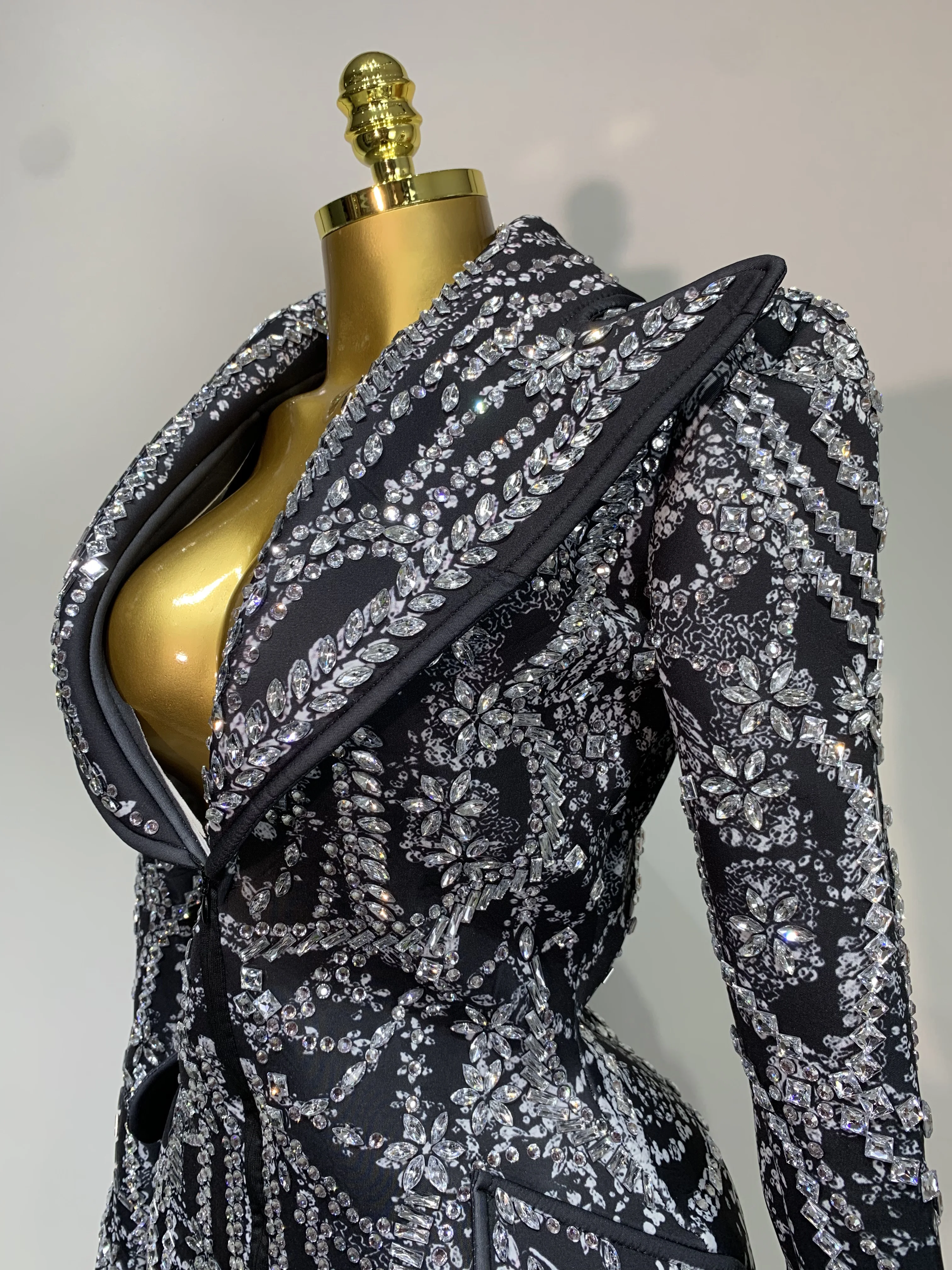 High Quality Luxury Nightclub Evening Birthday Dresses Stage Perform Outfit Sparkly Rhinestone Women's Elegant Party Sexy Dress