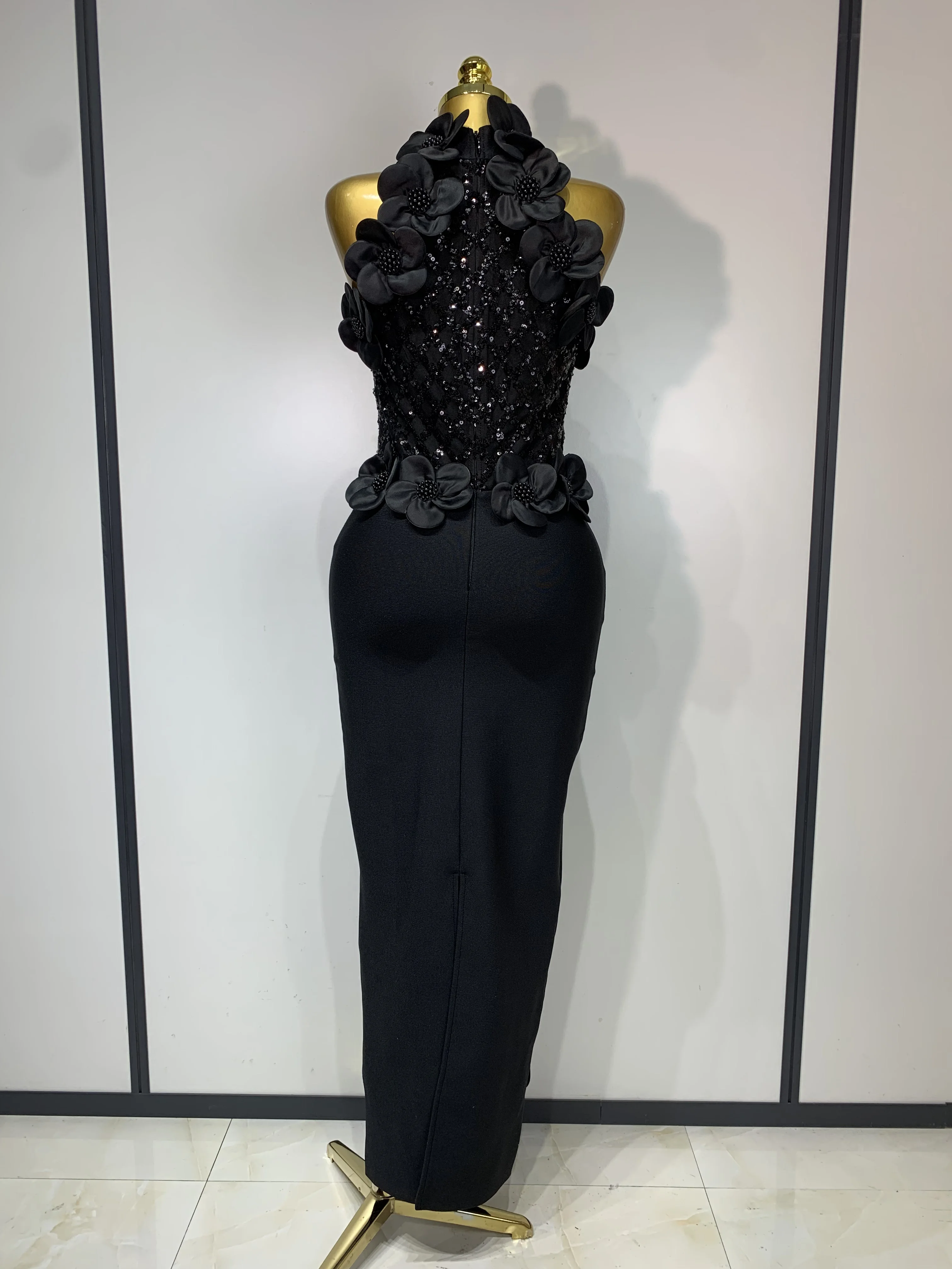 Women Sexy Sleeveless Flower Beading Bodycon Bandage Dresses 2026 Celebrity Elegant Cocktail Luxury Birthfay Evening Party Dress