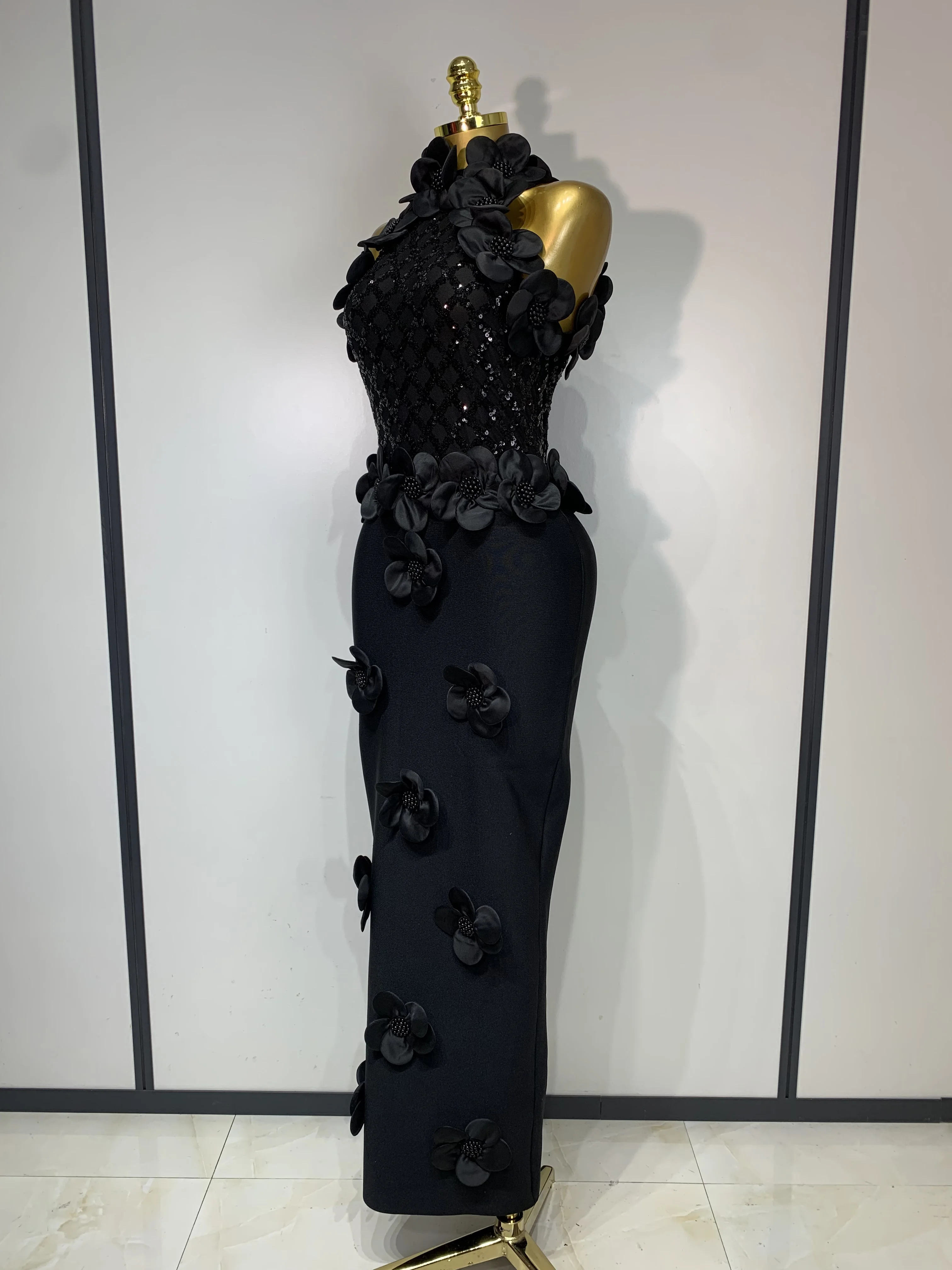 Women Sexy Sleeveless Flower Beading Bodycon Bandage Dresses 2026 Celebrity Elegant Cocktail Luxury Birthfay Evening Party Dress