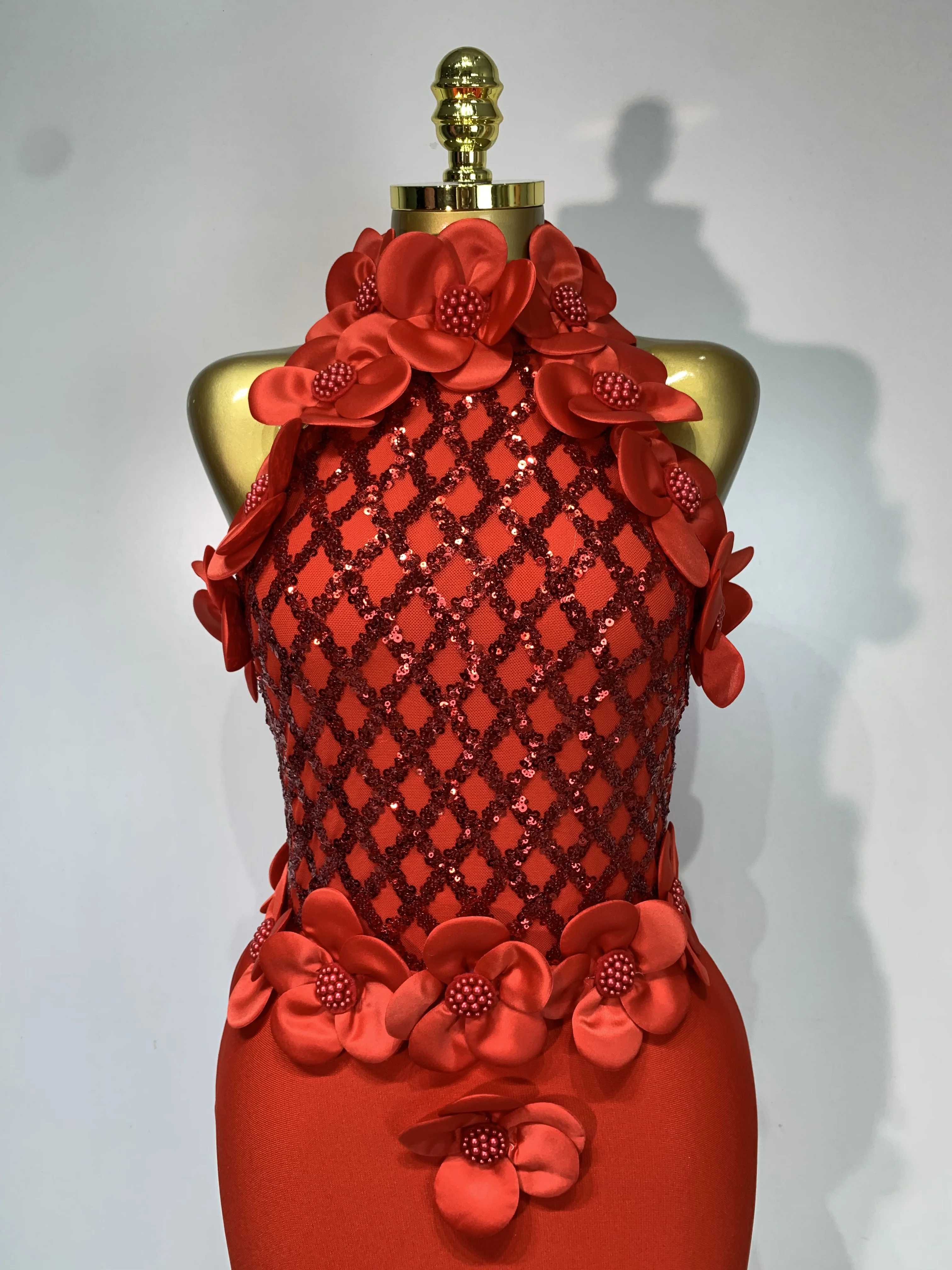 Women Sexy Sleeveless Flower Beading Bodycon Bandage Dresses 2026 Celebrity Elegant Cocktail Luxury Birthfay Evening Party Dress