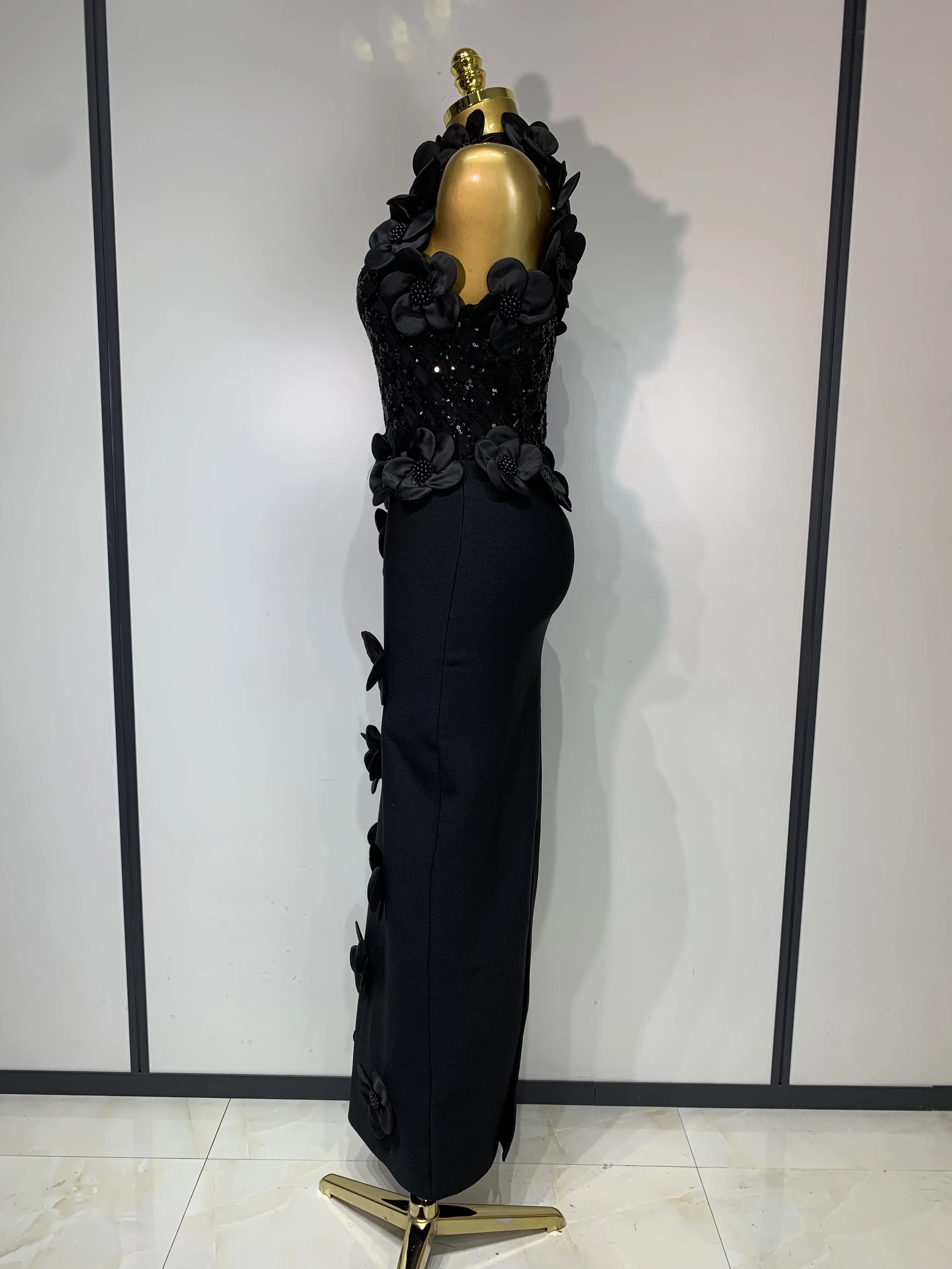 Women Sexy Sleeveless Flower Beading Bodycon Bandage Dresses 2026 Celebrity Elegant Cocktail Luxury Birthfay Evening Party Dress
