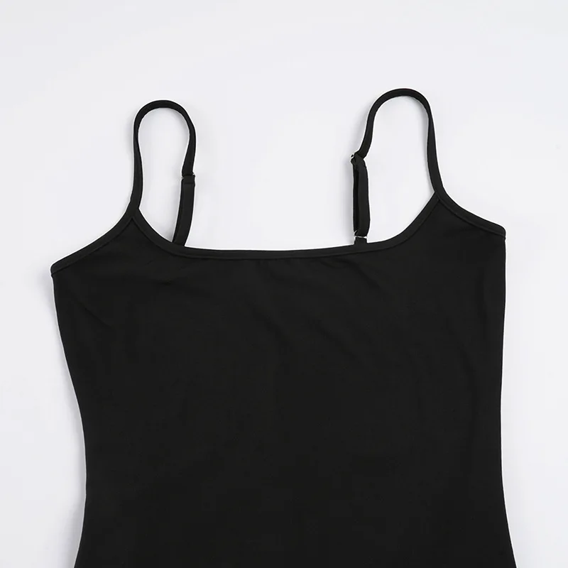 Sexy Bodycon High Slit Tank Dress Women Solid Off Shoulder Slip Dress