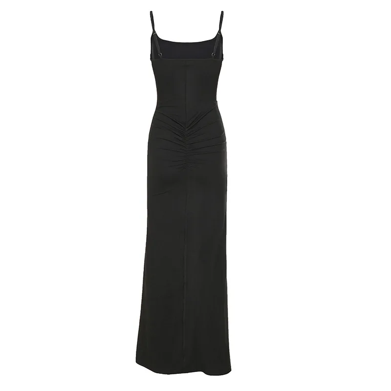 Sexy Bodycon High Slit Tank Dress Women Solid Off Shoulder Slip Dress