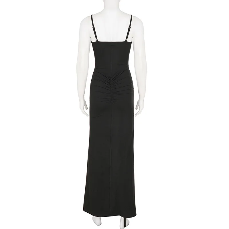 Sexy Bodycon High Slit Tank Dress Women Solid Off Shoulder Slip Dress