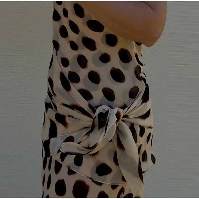 Scoop Neck Women's Dress Spaghetti Strap Polka Dot Tie Waist Removable Wrap Maxi Dress Vacation Beach 2026 New Fashion For Women