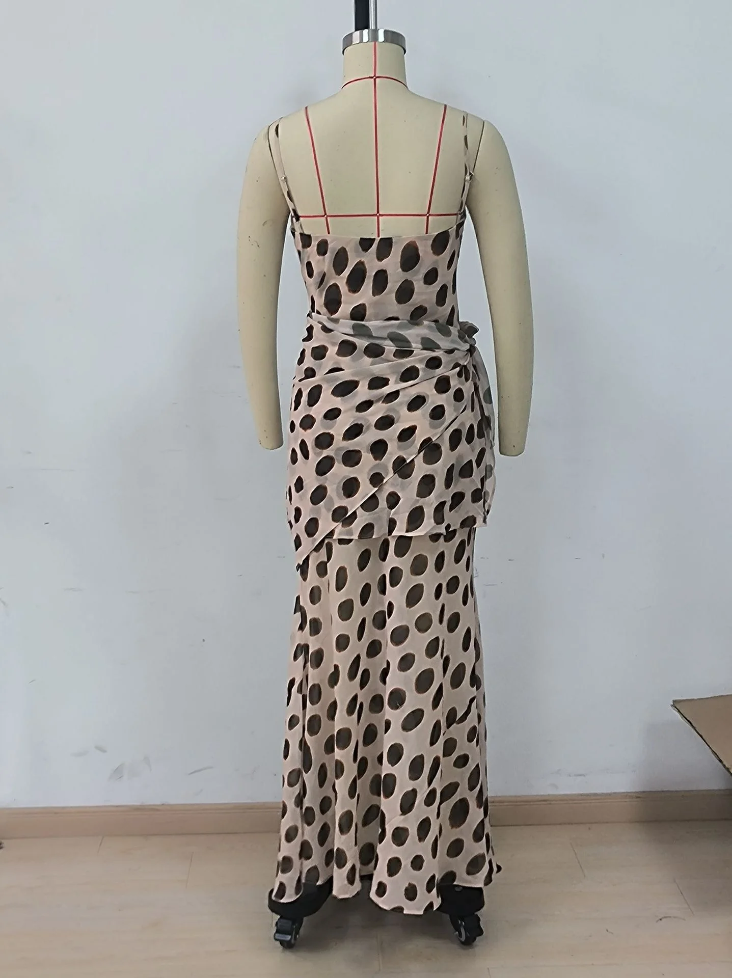 Scoop Neck Women's Dress Spaghetti Strap Polka Dot Tie Waist Removable Wrap Maxi Dress Vacation Beach 2026 New Fashion For Women
