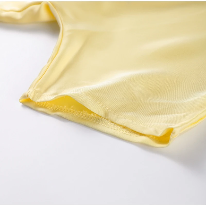 Fashion Yellow Satin Tops Skirt 2 Piece Set Women Lace Up Top High Waist Mermaid Skirt 2025 Summer Sexy New in Matching Suits