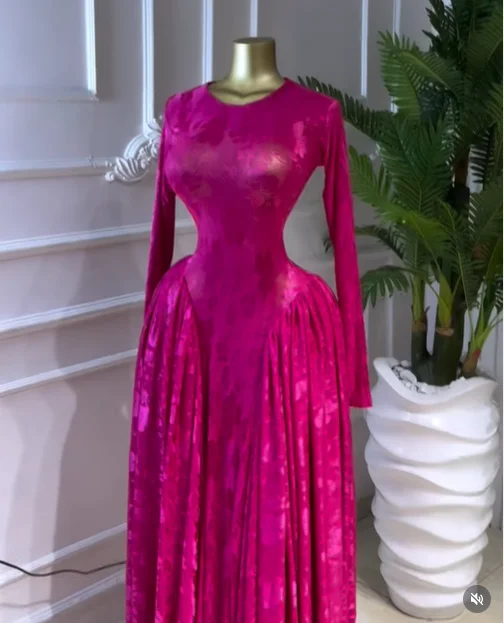 CM.YAYA Women O-neck Long Sleeve Pleated Inner A-line Maxi Dress 2026 Evening Sexy Party Birthday Vacation Long Dresses Vestidos