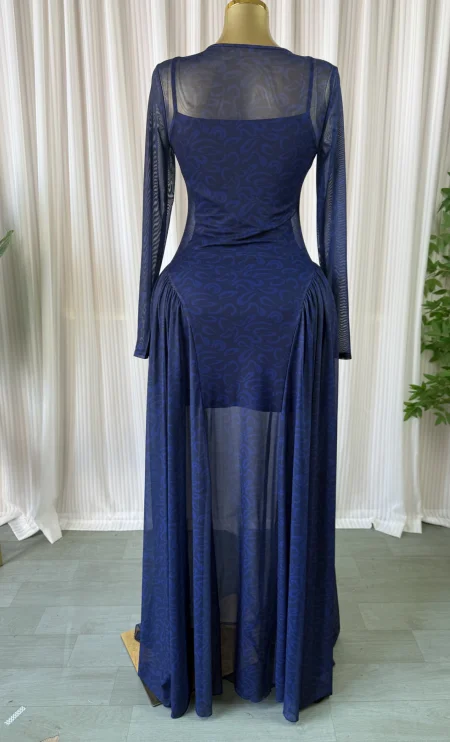 CM.YAYA Women O-neck Long Sleeve Pleated Inner A-line Maxi Dress 2026 Evening Sexy Party Birthday Vacation Long Dresses Vestidos