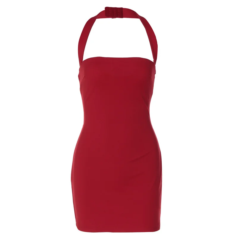 Mozision Halter Backless Sexy Mini Dress Women Elegant Sleeveless Back Lace Up Bodycon Club Party Evening Cocktail Dress 2026