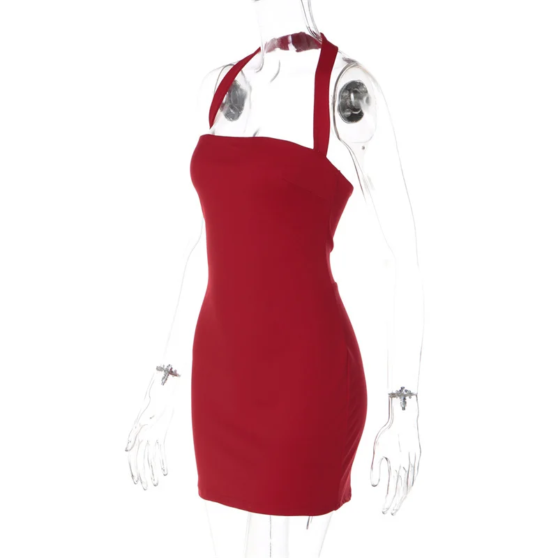 Mozision Halter Backless Sexy Mini Dress Women Elegant Sleeveless Back Lace Up Bodycon Club Party Evening Cocktail Dress 2026