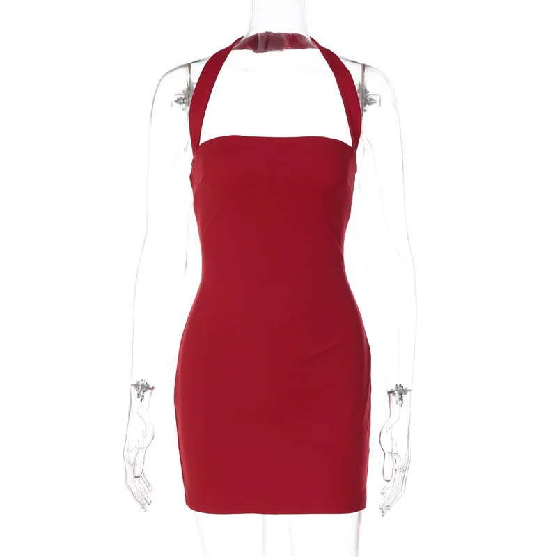 Mozision Halter Backless Sexy Mini Dress Women Elegant Sleeveless Back Lace Up Bodycon Club Party Evening Cocktail Dress 2026