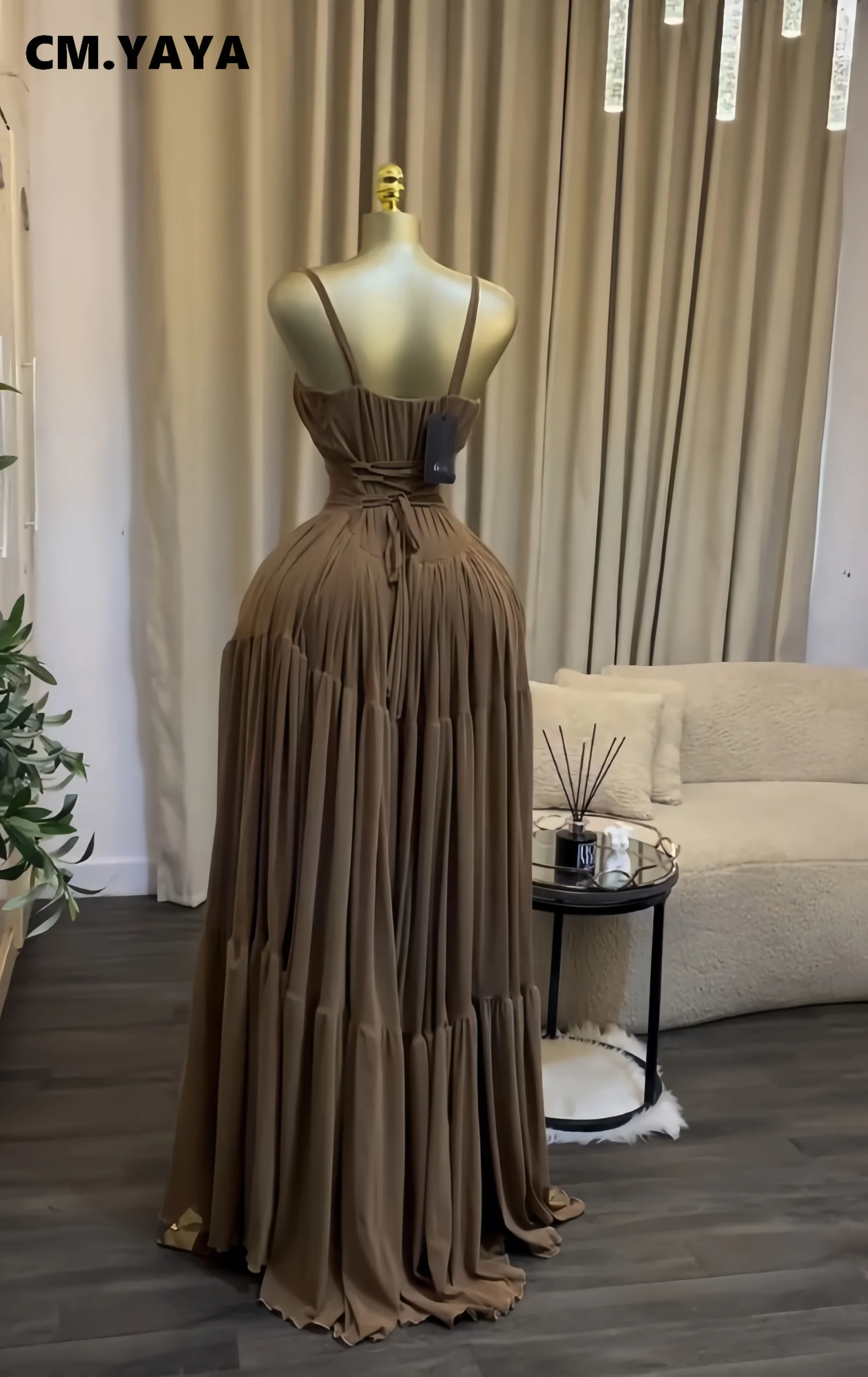 CM.YAYA 2026 Summer Women Strap short sleeve Big Swing Long Maxi Dress Slim Evening Birthday Beach Sexy Vacation Party Dresses