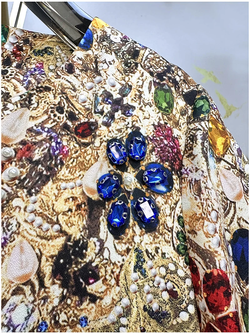 Vintage Luxury A-Line Dress for Women β Shiny Gem Print Beaded Rhinestone Embellished Summer Elegant Party Fashion Outfit