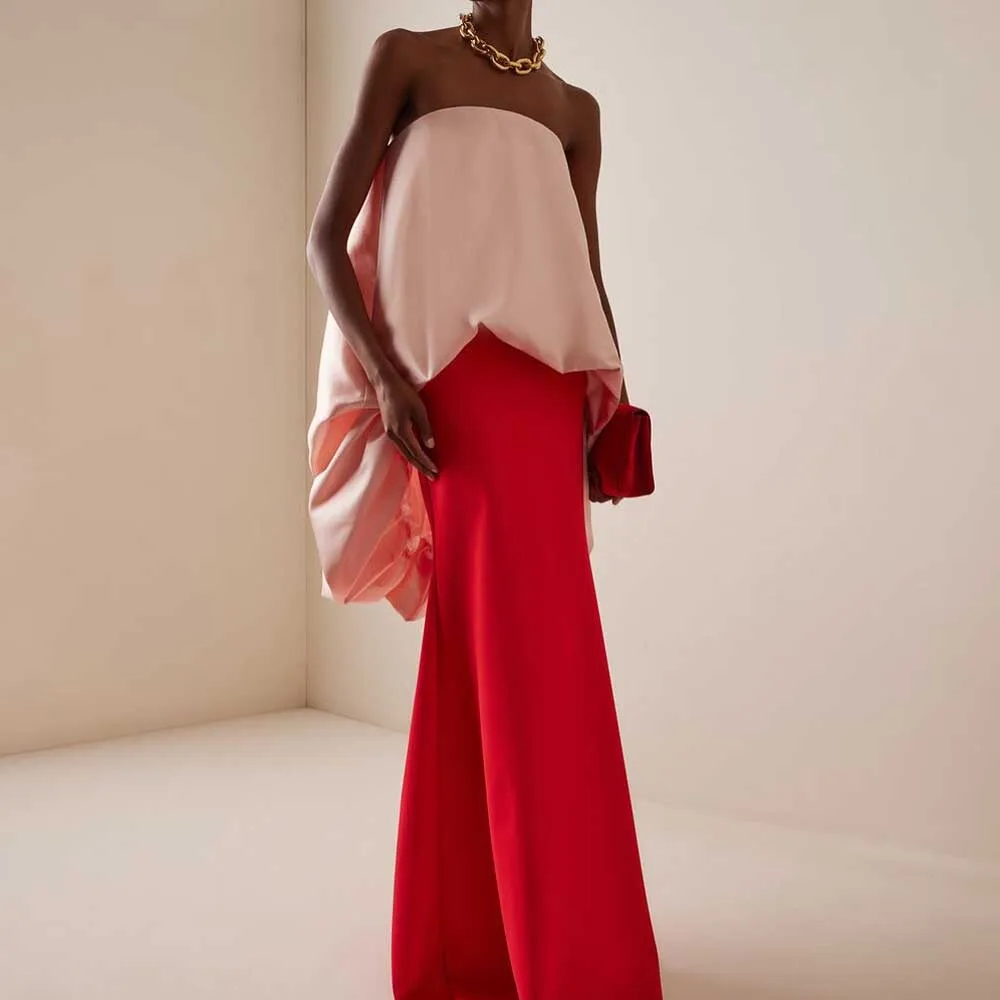 New Arrival Red Evening Maxi Dress with Pink Cape 2 Colors Chic Women Formal Party Dresses 2025 Couture فساتين سهرة
