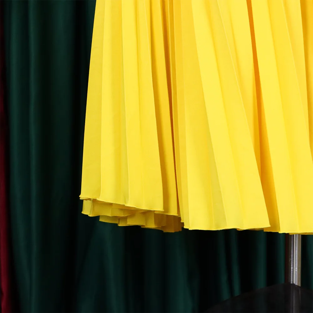 CM.YAYA Women One Shoulder Sleeveless Big Swing Pleated Knee Length Dress 2023 Fashion Street Vestidos Sexy Chic Dresses