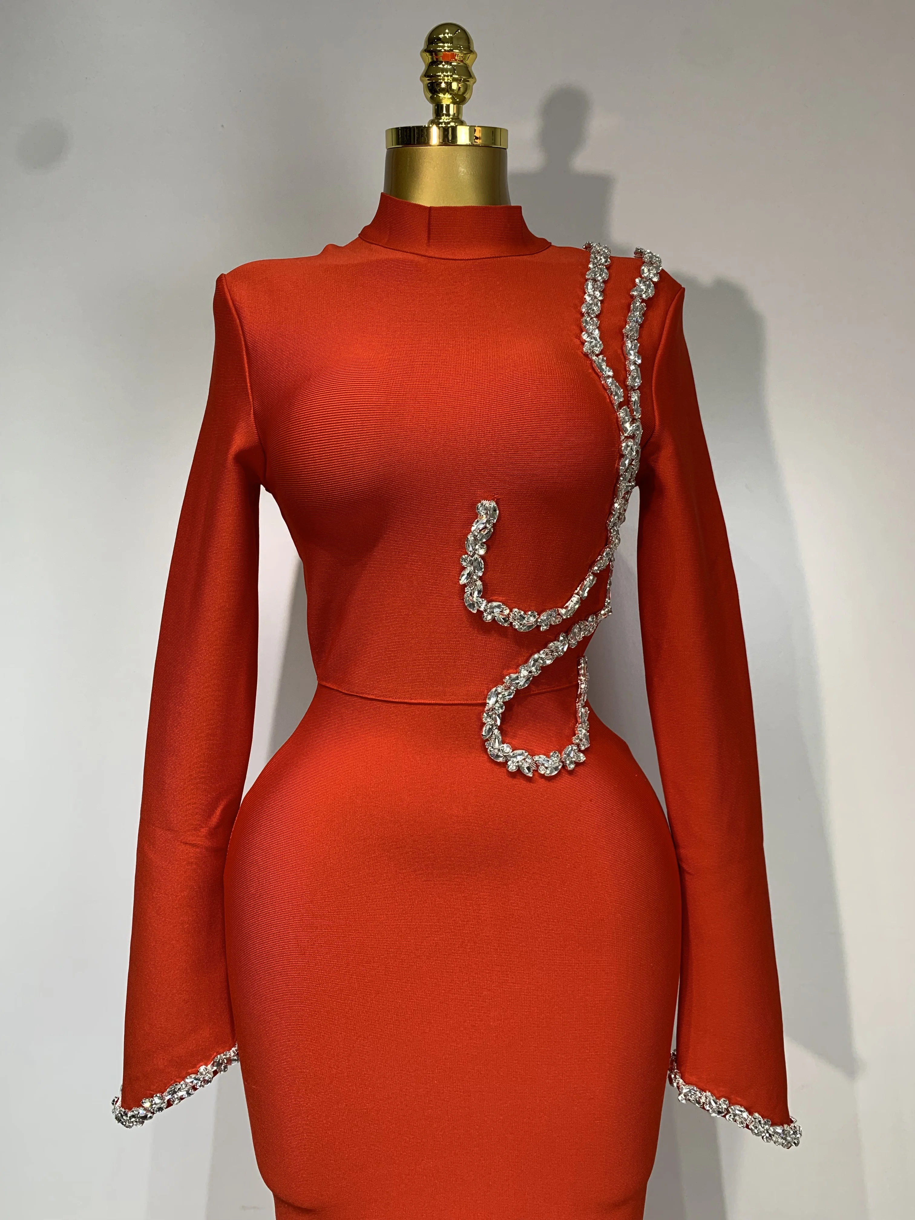 Women Sexy Long Sleeve Diamonds Maxi Long Bodycon Bandage Dress 2025 Celebrity Elegant Evening Party Luxury Birthday Dresses
