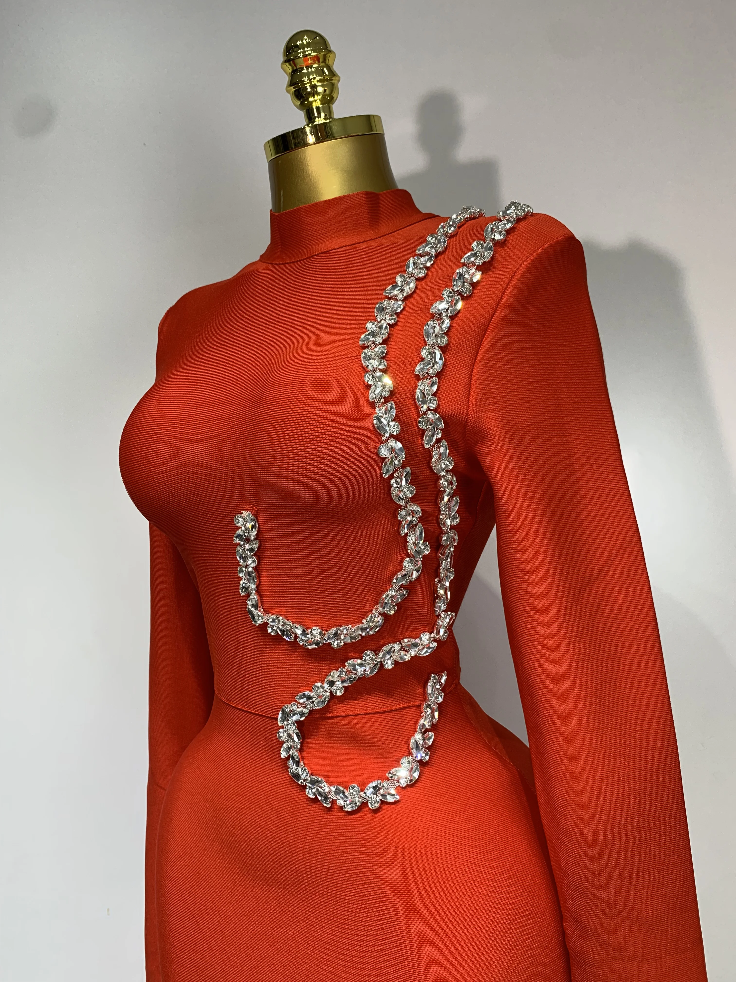 Women Sexy Long Sleeve Diamonds Maxi Long Bodycon Bandage Dress 2025 Celebrity Elegant Evening Party Luxury Birthday Dresses