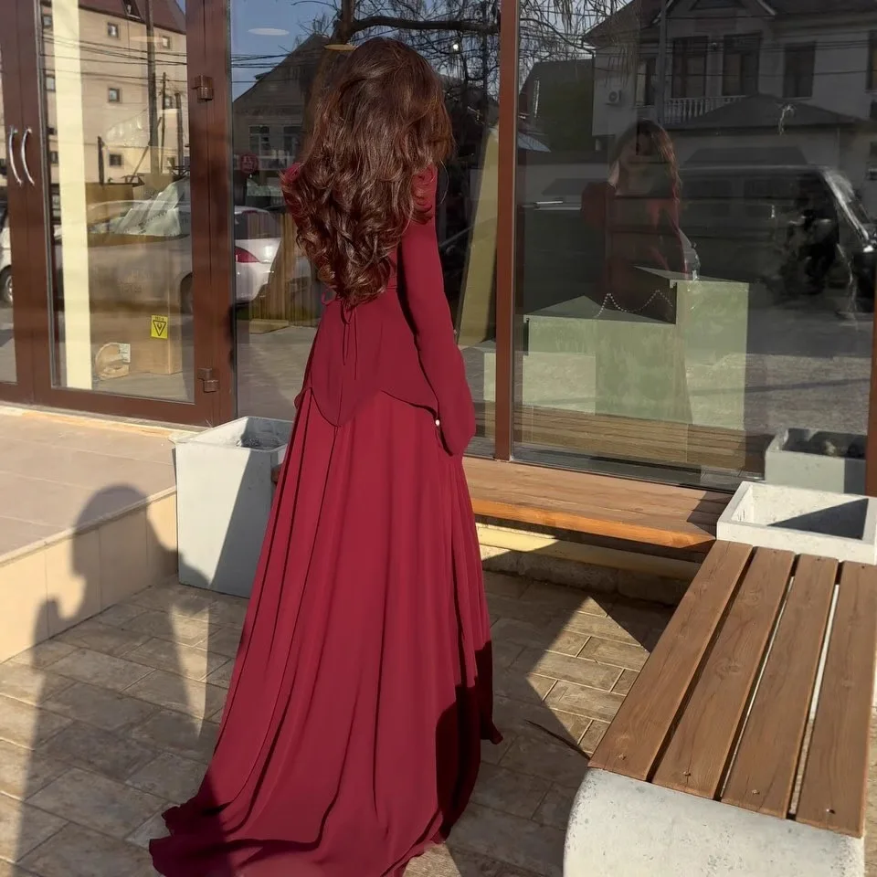 2025 New Fashion Women's Solid Color Casual Trendy A-line Square Neck Long Sleeve Spliced Ankle Length Dresses Female Clothes