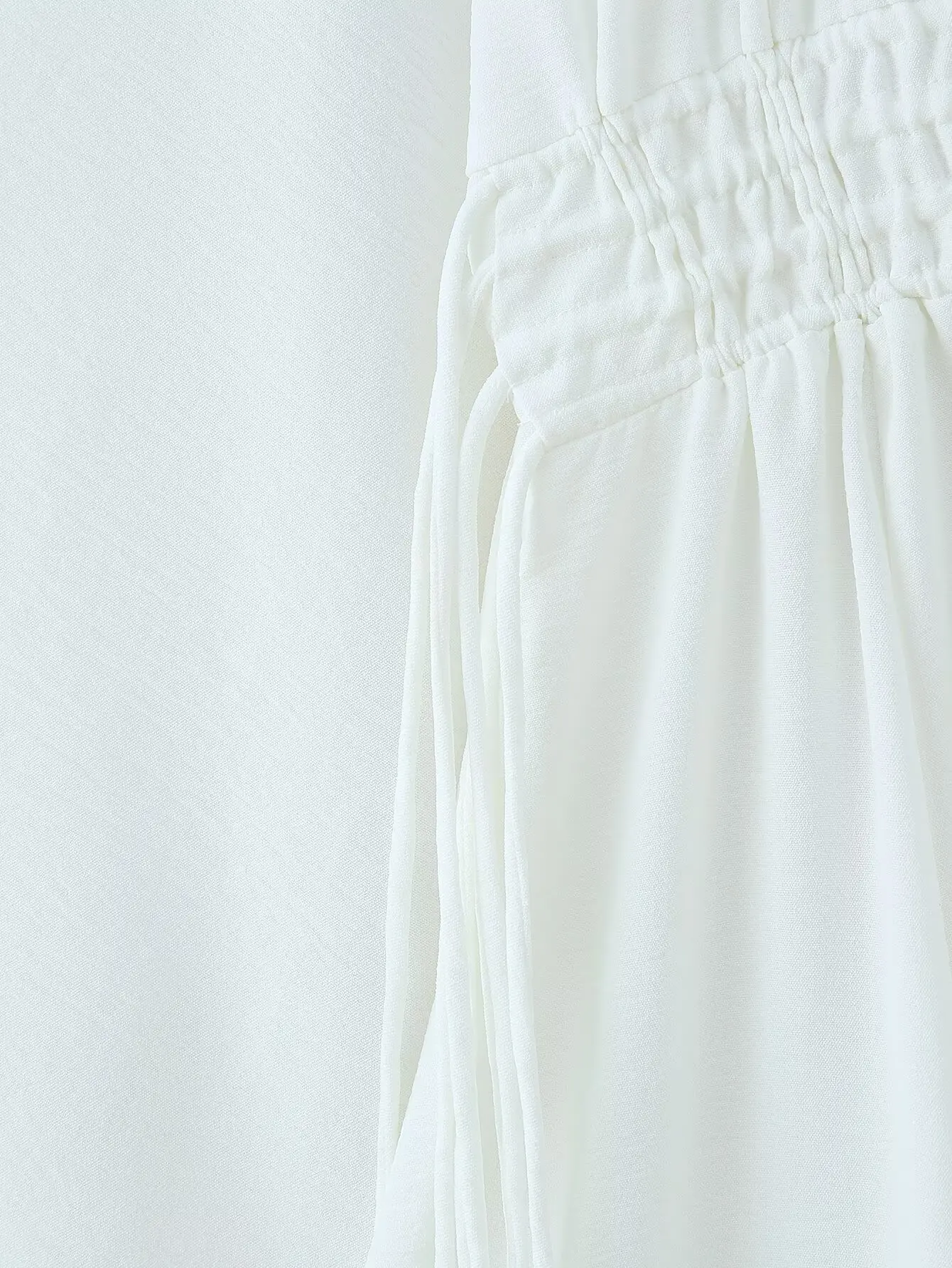 HH Female Beach Style Long Dress White V-Neck Long Sleeves Flounced Edge Lace-Up Decoration Women Summer Fashion Dresses