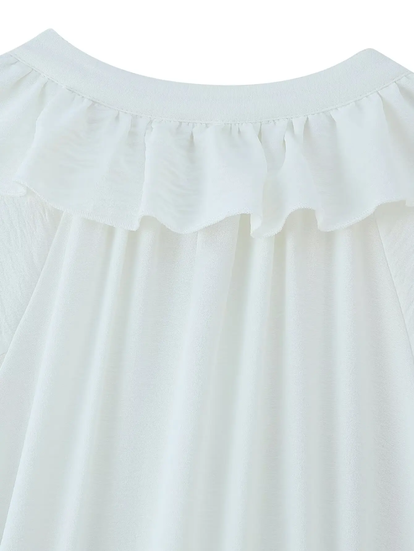 HH Female Beach Style Long Dress White V-Neck Long Sleeves Flounced Edge Lace-Up Decoration Women Summer Fashion Dresses