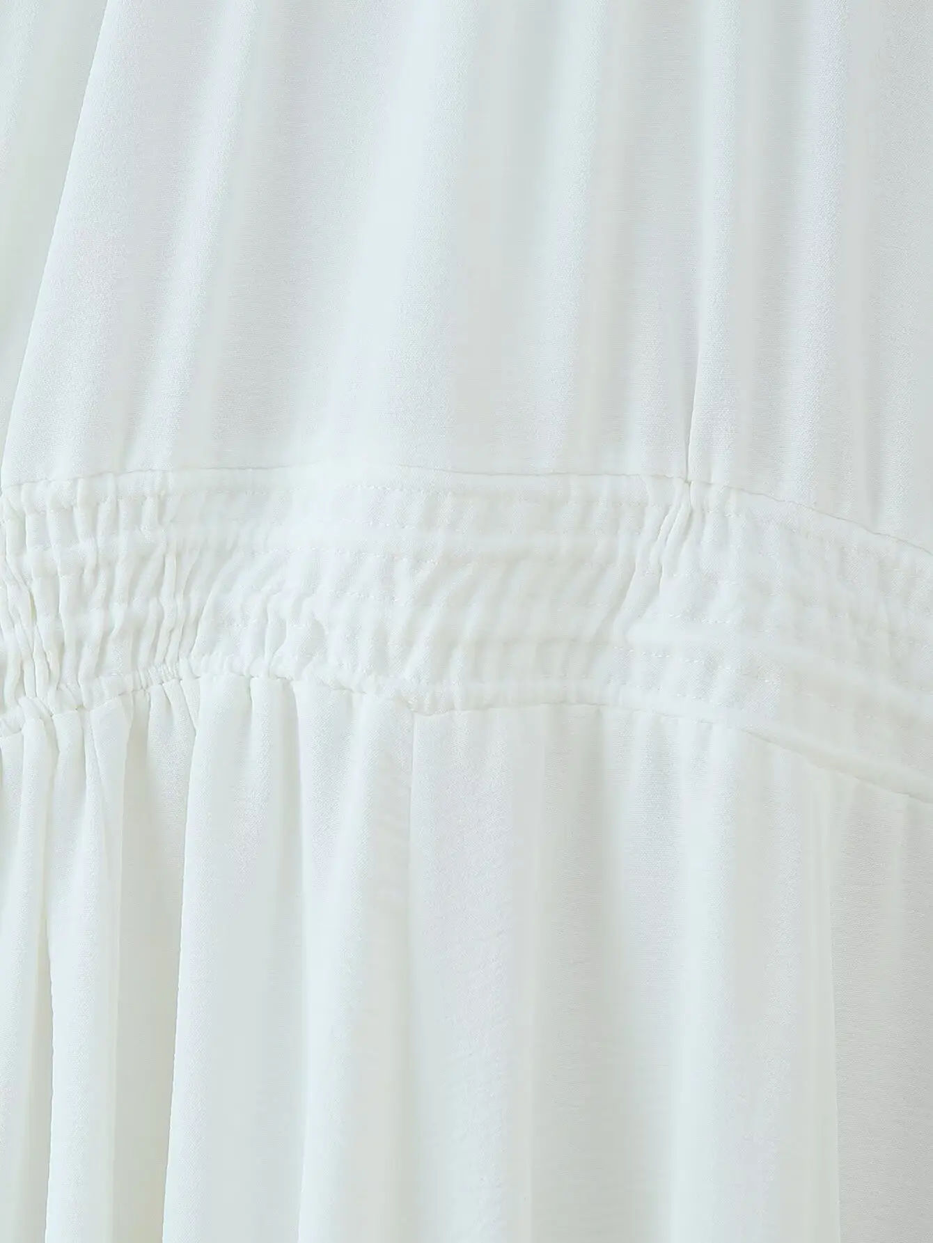 HH Female Beach Style Long Dress White V-Neck Long Sleeves Flounced Edge Lace-Up Decoration Women Summer Fashion Dresses