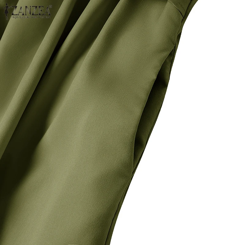 ZANZEA Women Casual Retro Maxi Dresses Boatneck Lantern Sleeve Solid Color Layered A-Line Long Dress Spring Baggy Robes Femme