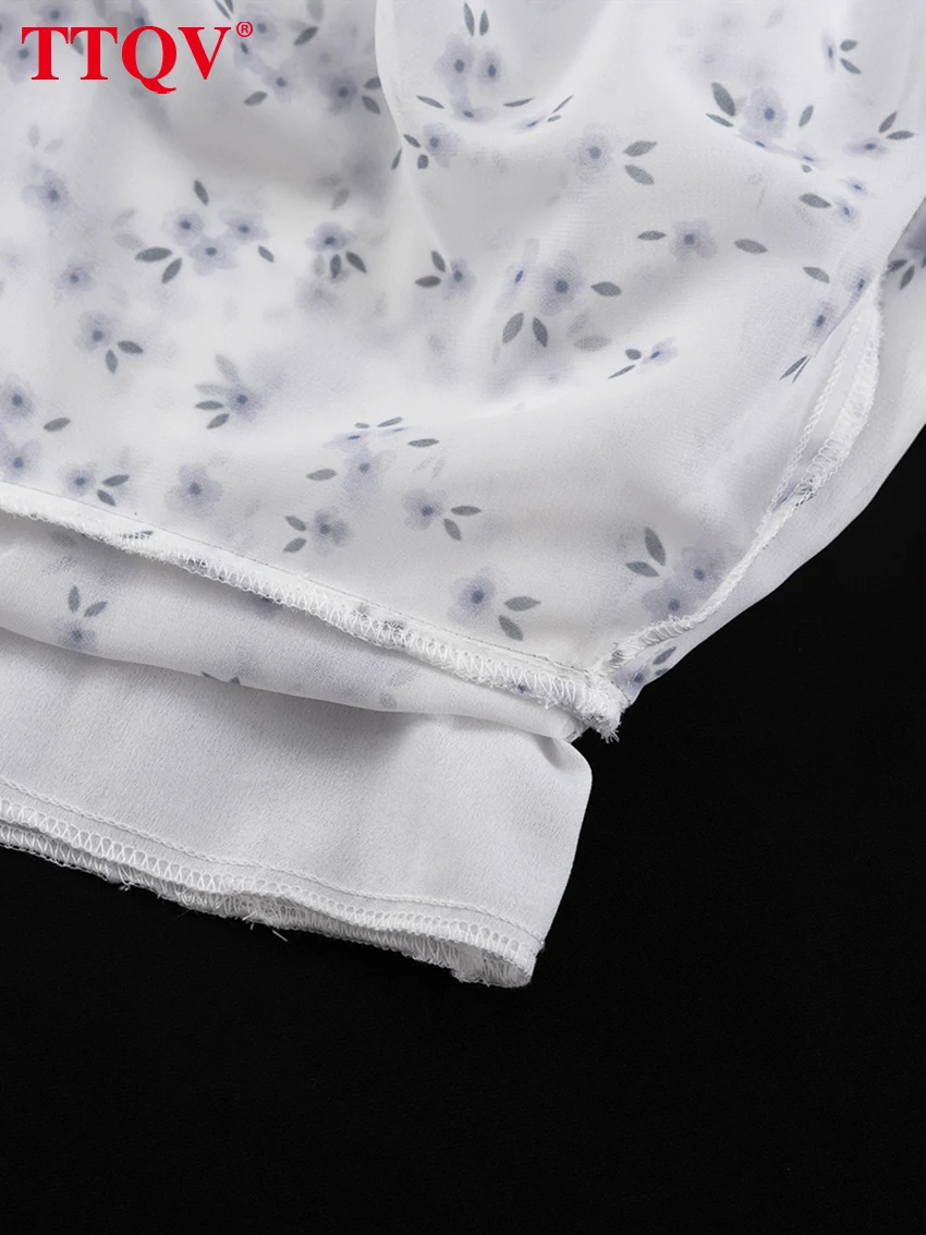 TTQV Fashion Slim Print Women Dress 2026 Summer Lapel Short Sleeve Long Dresses Elegant Classic Pleated Female Dress Streetwear