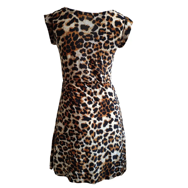 Women Summer Dresses Leopard Print Dress Plus Size S-XXL Slim Beach Dress Girl High Quality Casual Mini Dress