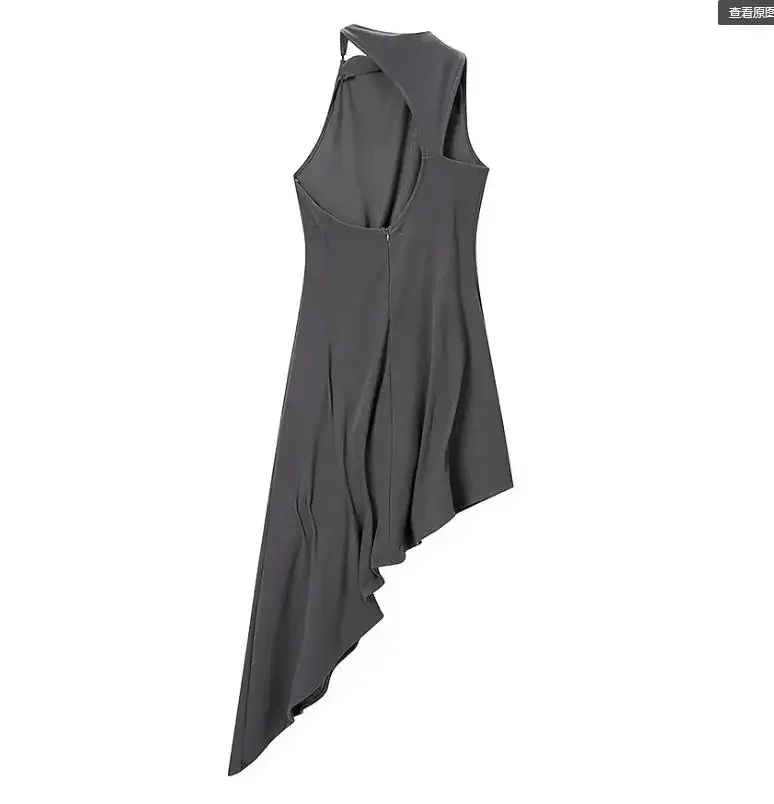 Woman Burgundy Asymmetrical Ruched Mini Dress Elegant Sleeveless Halter Neck Robe Fashion 2026 Lady Summer Evening Party Dresses