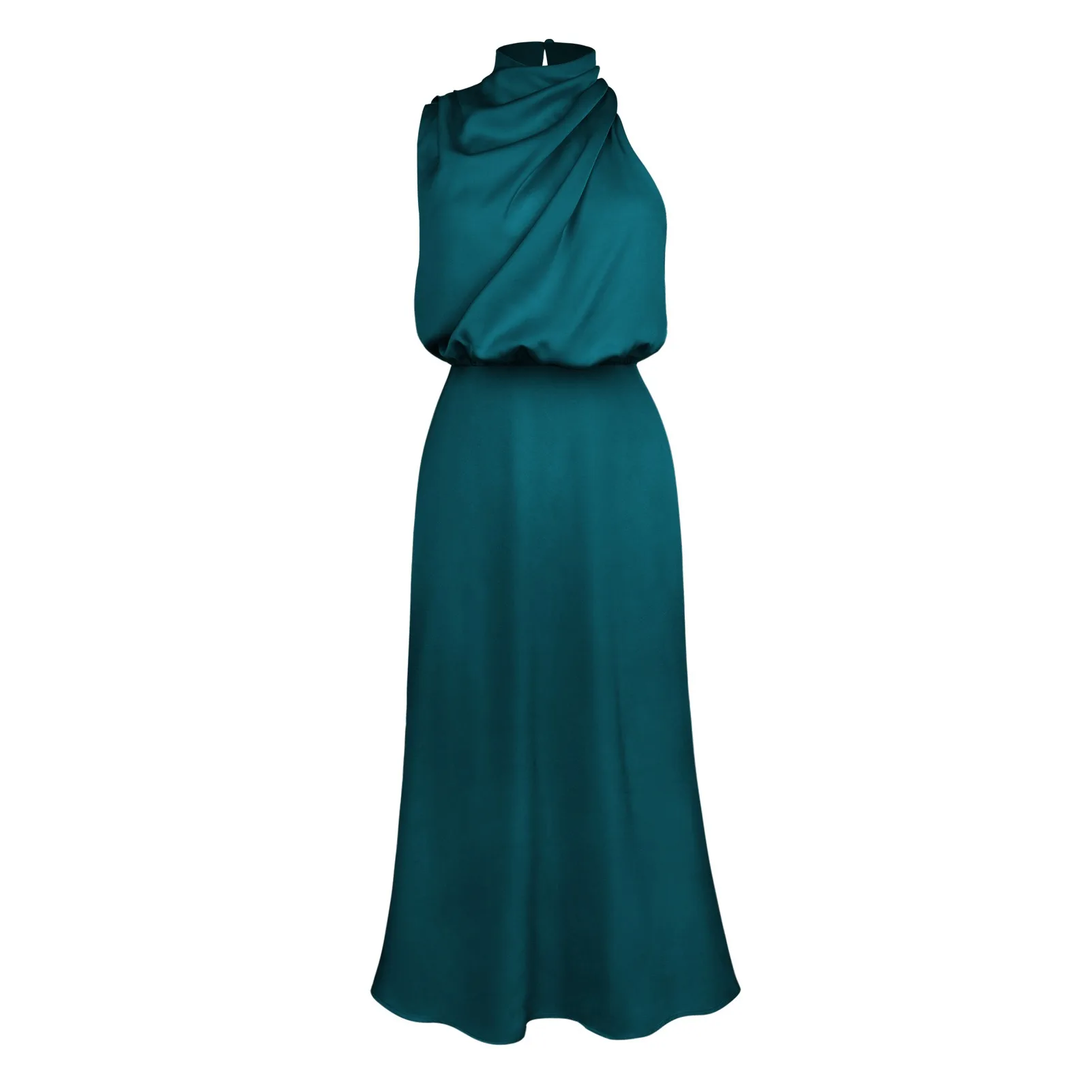 Summer Luxury Sleeveless Silk Satin Long Dress Women Elegant Off Shoulder Celebrity Evening Dress Partywear Lady Trumpet Dress