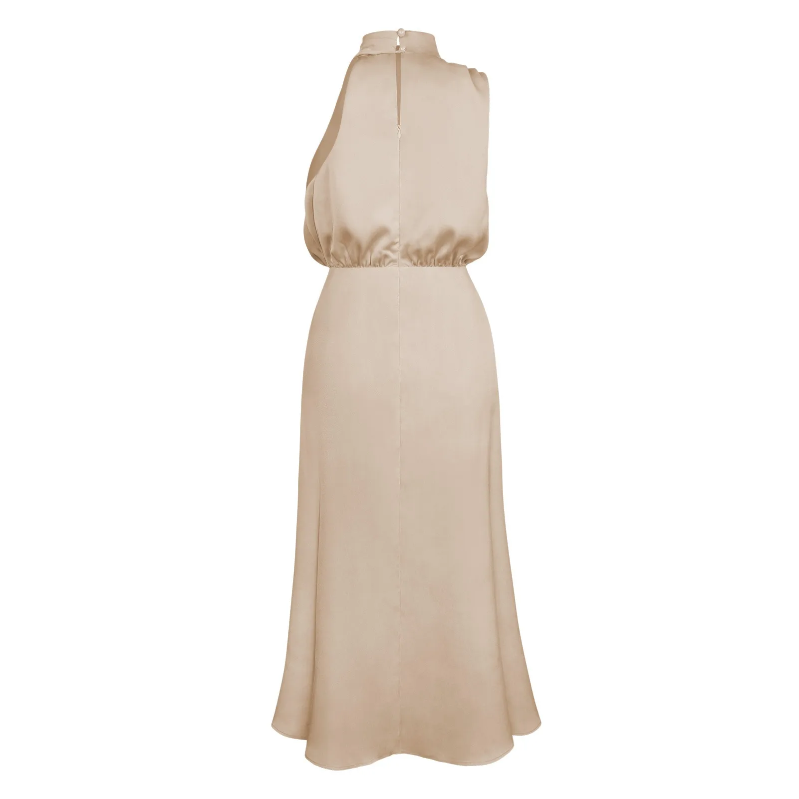 Summer Luxury Sleeveless Silk Satin Long Dress Women Elegant Off Shoulder Celebrity Evening Dress Partywear Lady Trumpet Dress