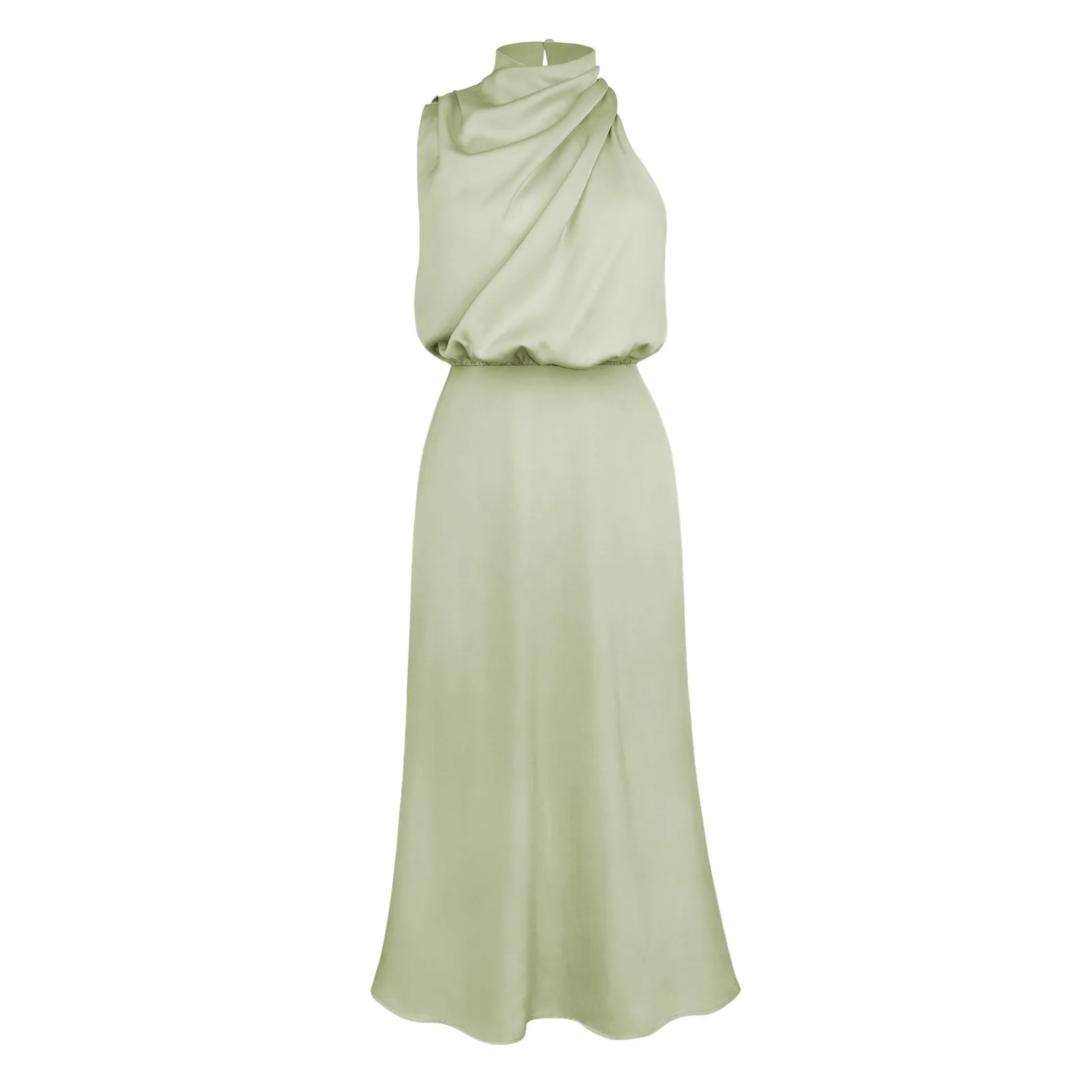 Summer Luxury Sleeveless Silk Satin Long Dress Women Elegant Off Shoulder Celebrity Evening Dress Partywear Lady Trumpet Dress