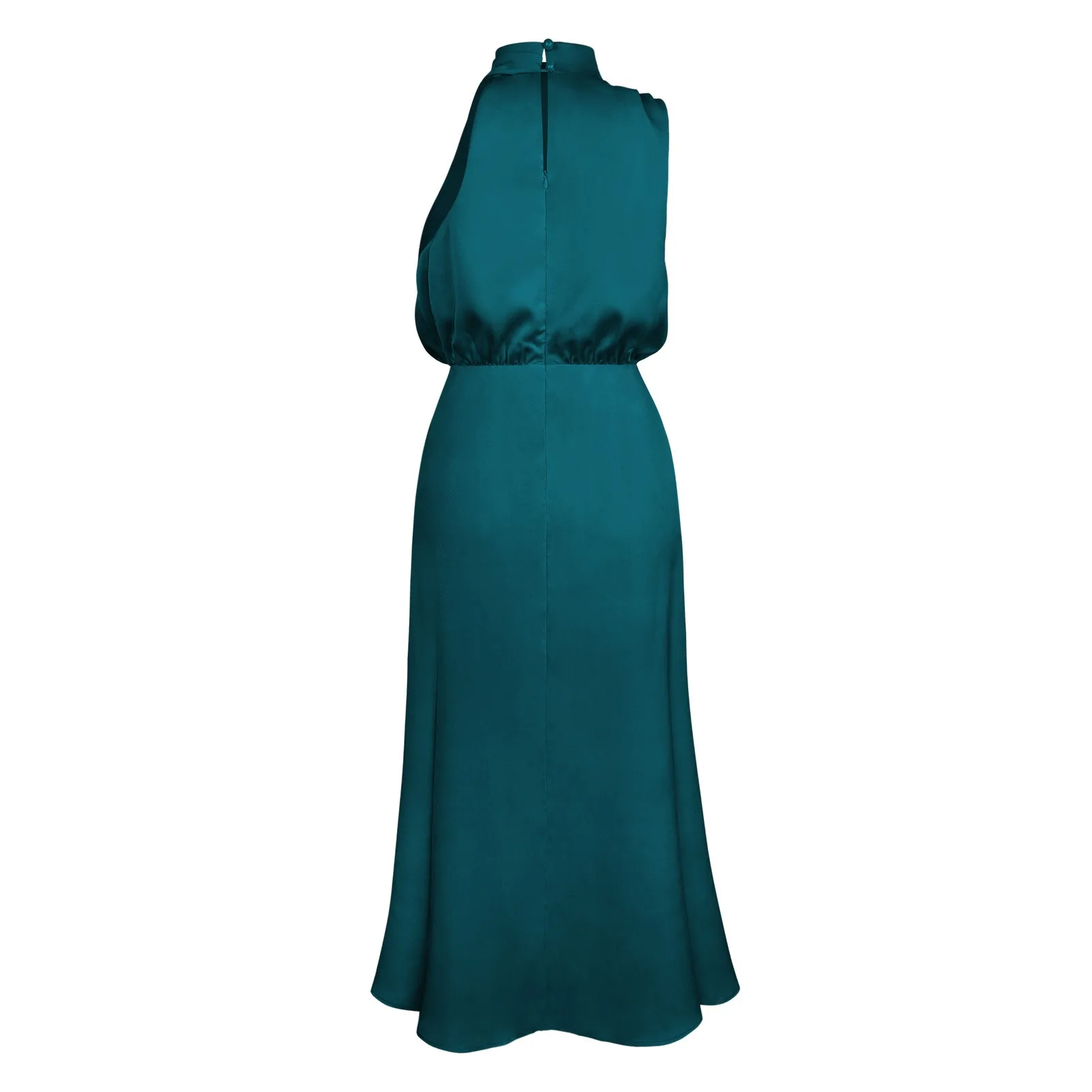 Summer Luxury Sleeveless Silk Satin Long Dress Women Elegant Off Shoulder Celebrity Evening Dress Partywear Lady Trumpet Dress