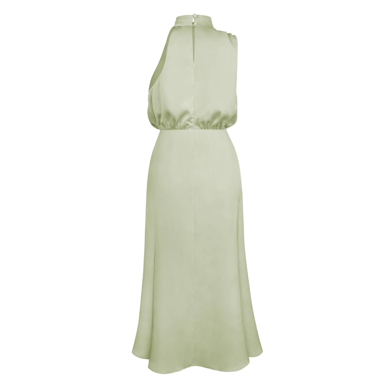 Summer Luxury Sleeveless Silk Satin Long Dress Women Elegant Off Shoulder Celebrity Evening Dress Partywear Lady Trumpet Dress