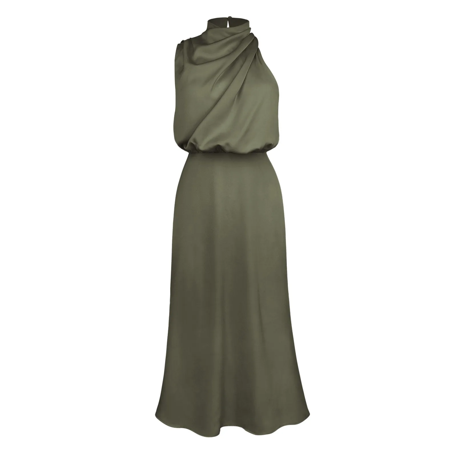 Summer Luxury Sleeveless Silk Satin Long Dress Women Elegant Off Shoulder Celebrity Evening Dress Partywear Lady Trumpet Dress