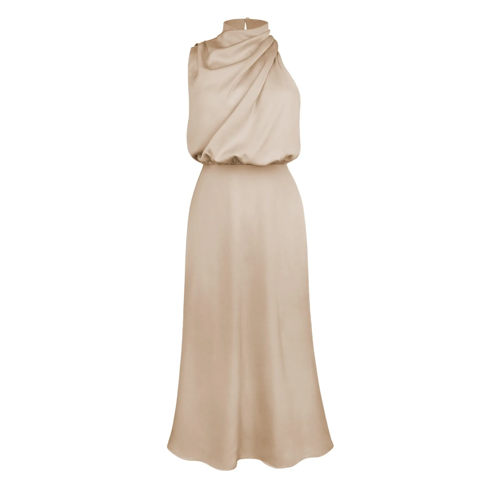 Summer Luxury Sleeveless Silk Satin Long Dress Women Elegant Off Shoulder Celebrity Evening Dress Partywear Lady Trumpet Dress