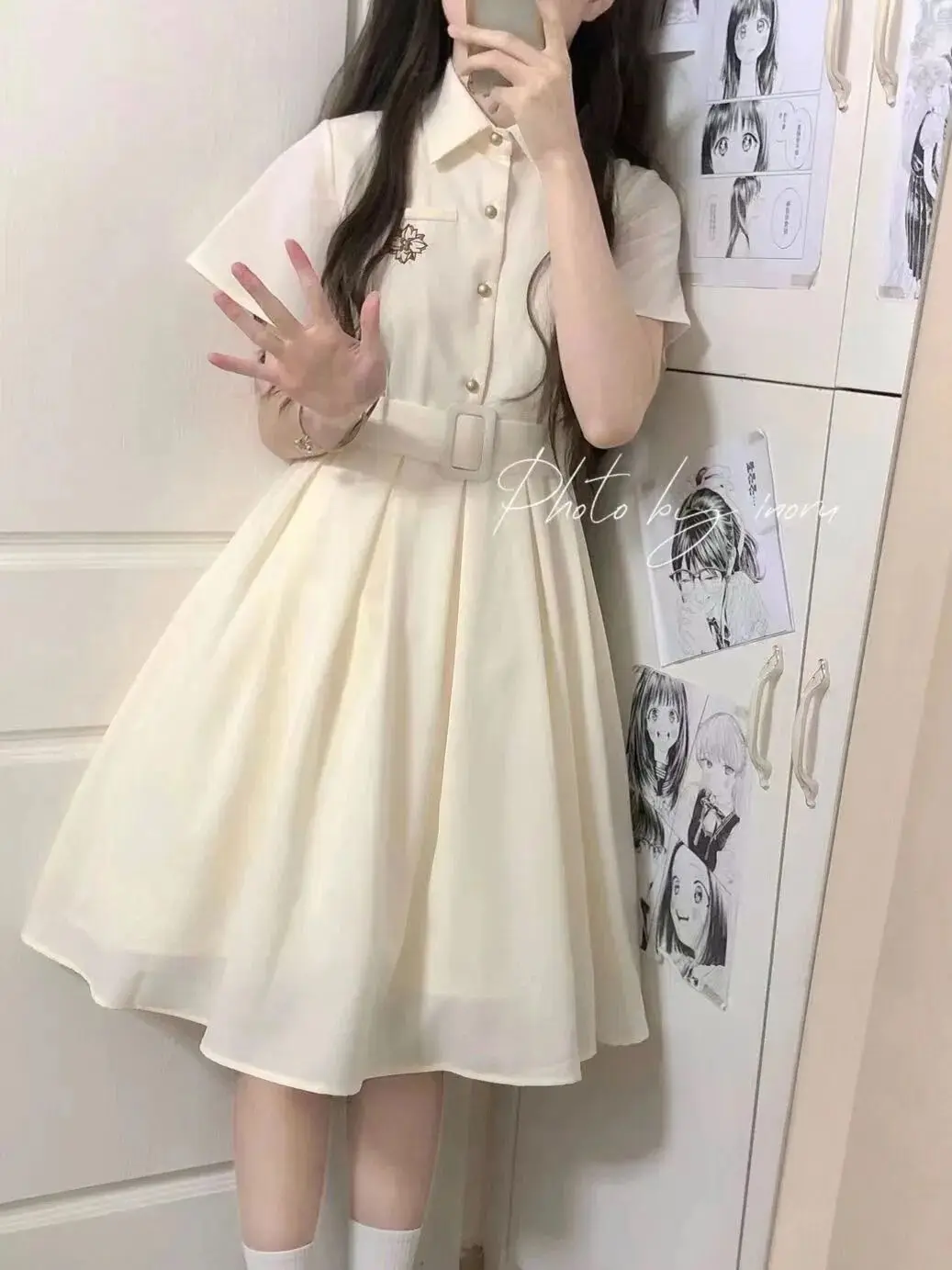 Japanese College Style JK Embroidered Dress Women Summer New 2025 Solid Dresses Woman