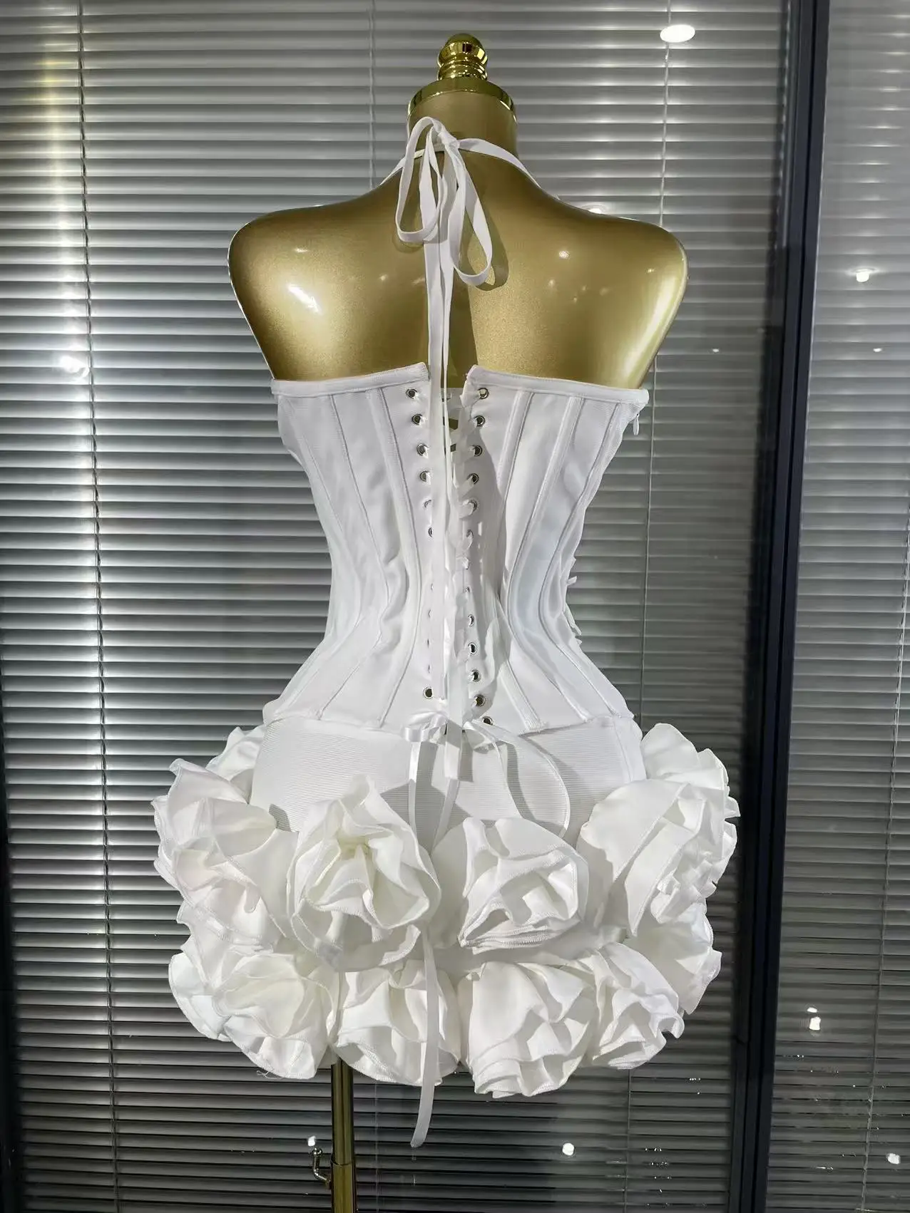 White Red Black Women Sexy Strapless 2 Pieces Bodycon Bandage Mini Dress Florals Celebrate Nightclub Party Birthday Outfit