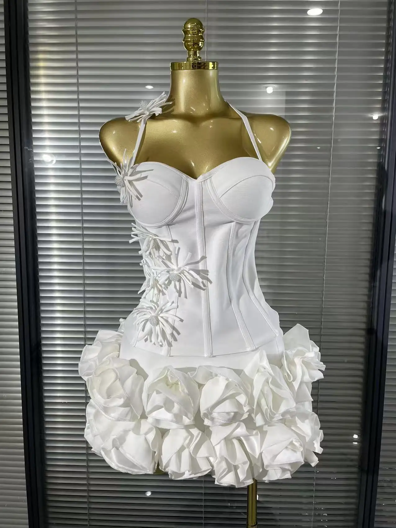 White Red Black Women Sexy Strapless 2 Pieces Bodycon Bandage Mini Dress Florals Celebrate Nightclub Party Birthday Outfit