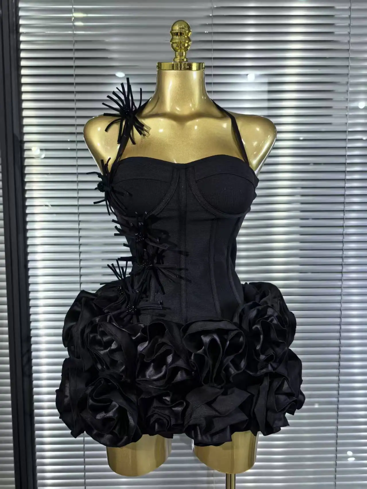 White Red Black Women Sexy Strapless 2 Pieces Bodycon Bandage Mini Dress Florals Celebrate Nightclub Party Birthday Outfit