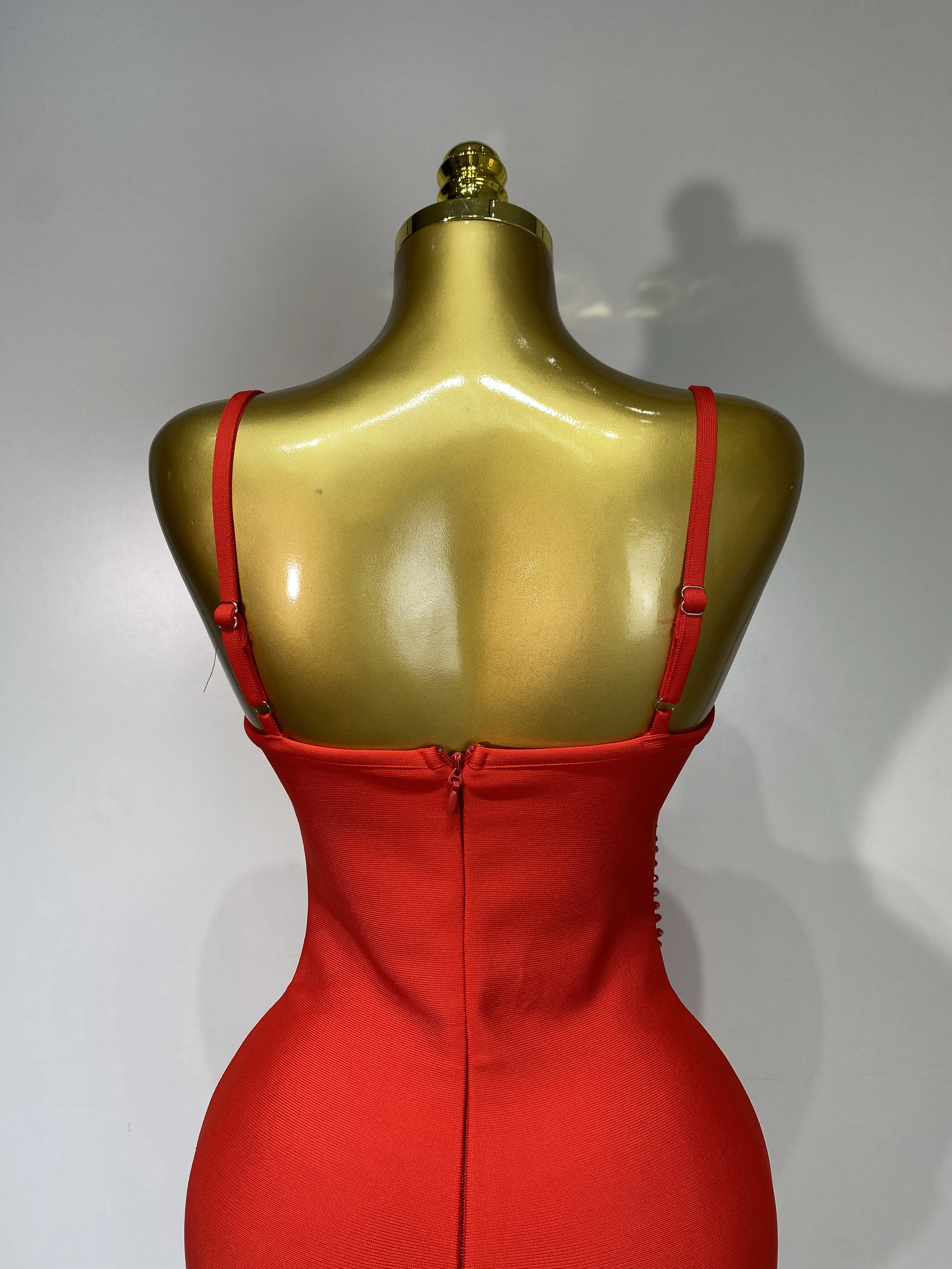 Women Sexy Beading Spaghetti Strap Bodycon Bandage Dress Club Party Luxury Birthday Celebrity Elegant Dresses Wedding Guest Gown