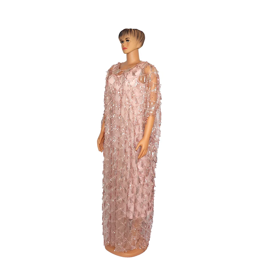 African Mom Dress Fashion Luxury Quality Shiny Sequin Suspender + Inner Skirt
