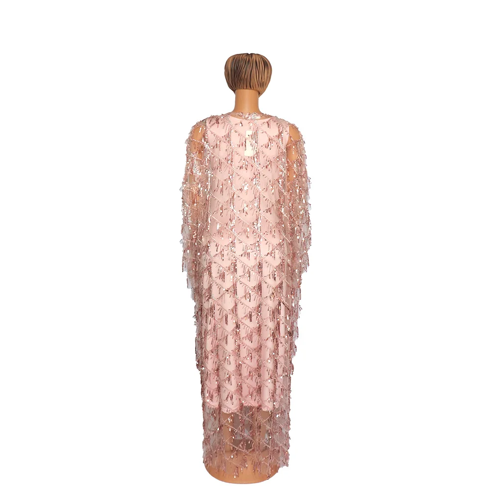 African Mom Dress Fashion Luxury Quality Shiny Sequin Suspender + Inner Skirt