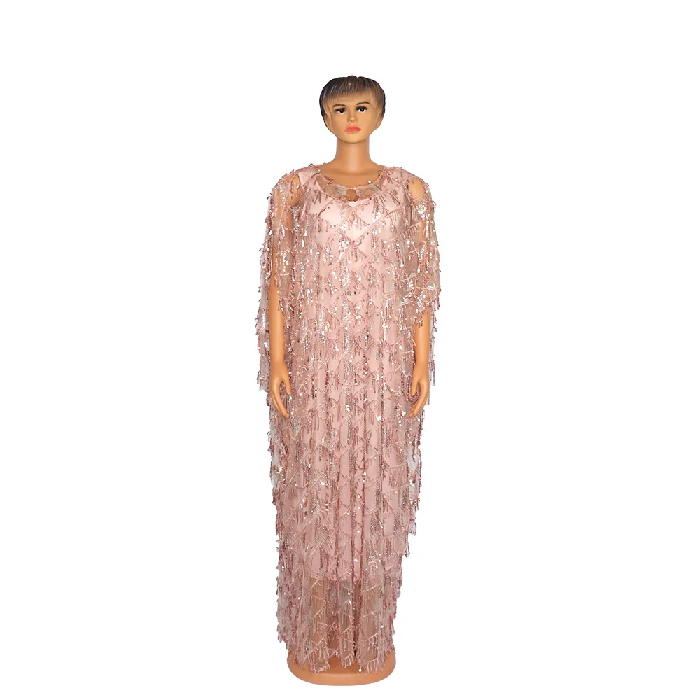 African Mom Dress Fashion Luxury Quality Shiny Sequin Suspender + Inner Skirt