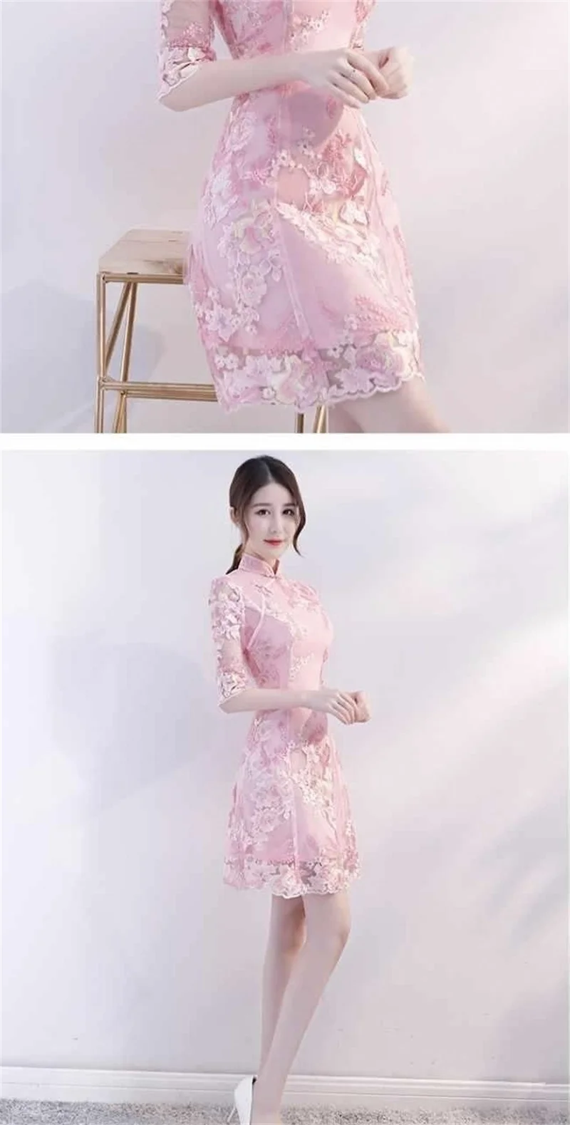 Spring Autumn Female Cheongsam Style Long Dresses Women Half Sleeve Lmproved Maxi Dress 2025 Ladies Fashion Solid Color Vestidos